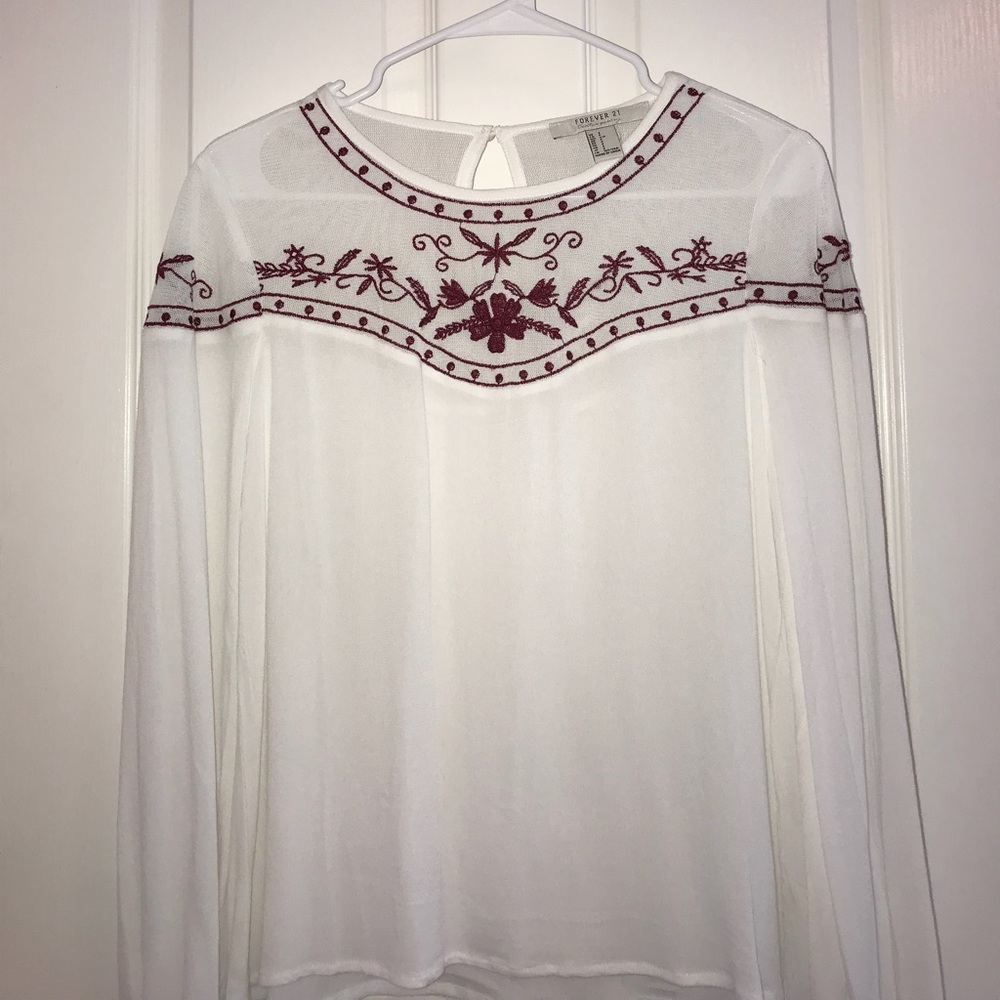 Forever 21 Flowy White Blouse